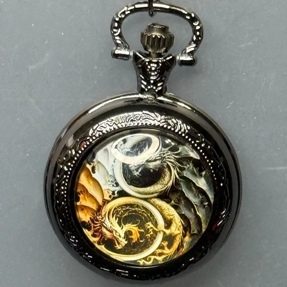 Steampunk Dragon NWT Pocket Watch Necklace - Picture 5 of 8